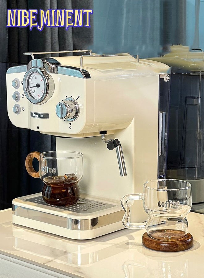 NIBEMINENT كوب قهوة زجاجي 1 قطعة مع مقبض خشب الجوز saucer، كوب قهوة شفاف عتيق وكوب ماء، كوب أنيق للمكتب، مثالي لشرب الماء، القهوة، العصير، أو المشروبات الباردة في المنزل، 260 مل - Image 5